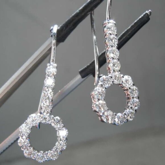 🍁Lovely 925 Silver Plated Round Long Dangle Earrings, MARR9294 - Picture 3 of 4